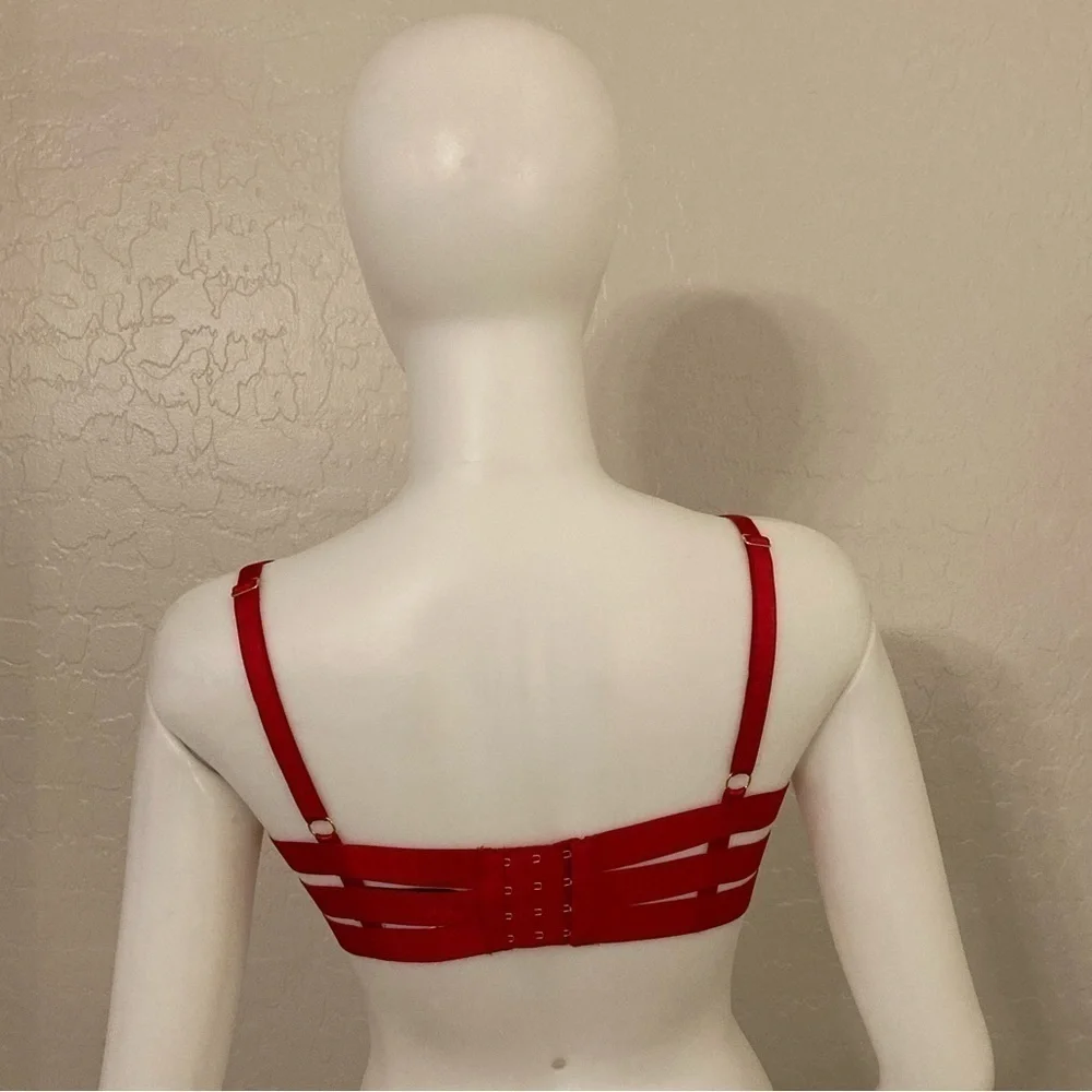 Victoria’s Secrets Lipstick Red Strapy Open Cup Demi Bra 32D